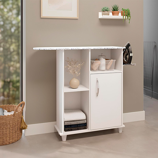 MESA DE PLANCHAR 1 PUERTA FLORA FIORELLO BLANCO